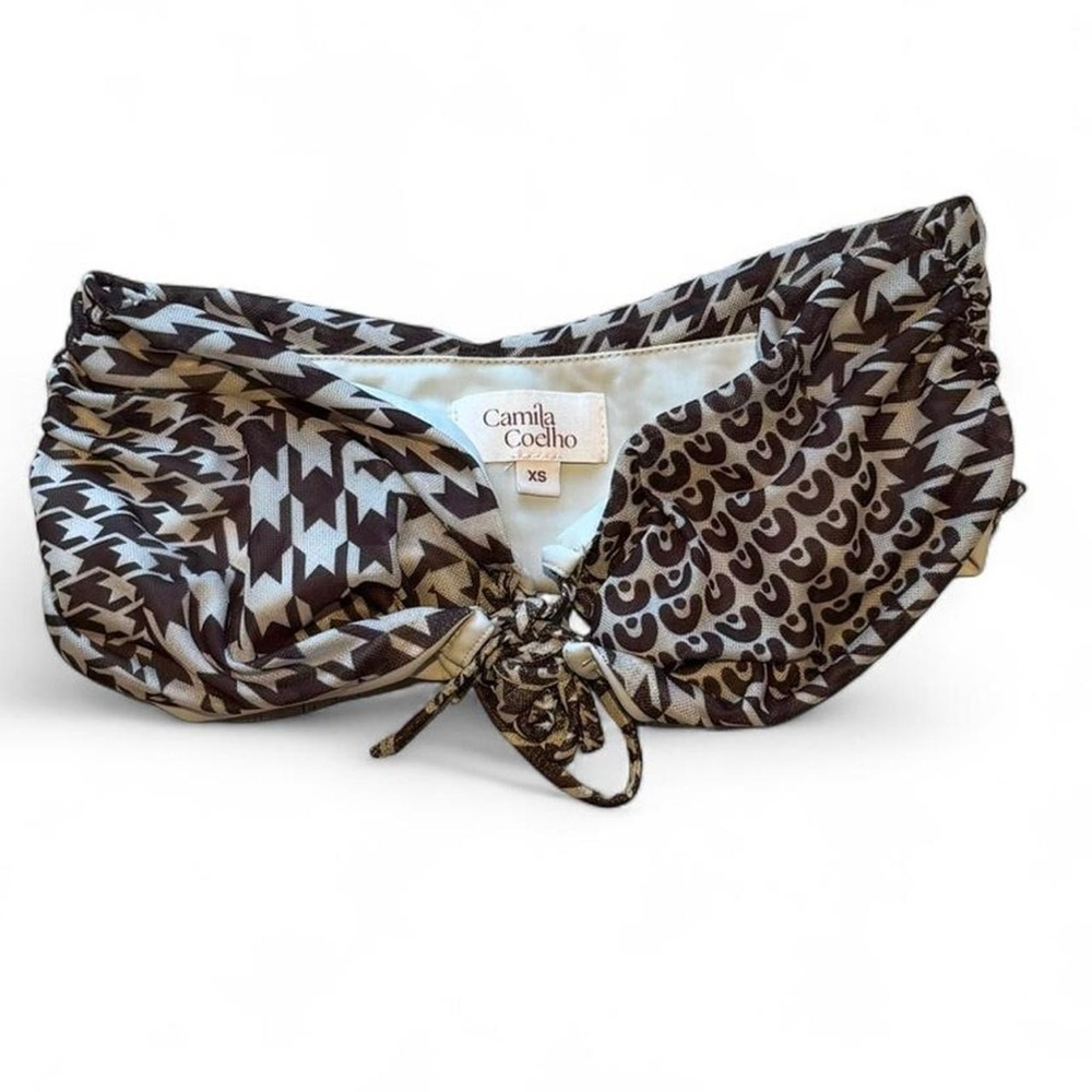 Camila Coelho Kelly Top in Brown Houndstooth XS
